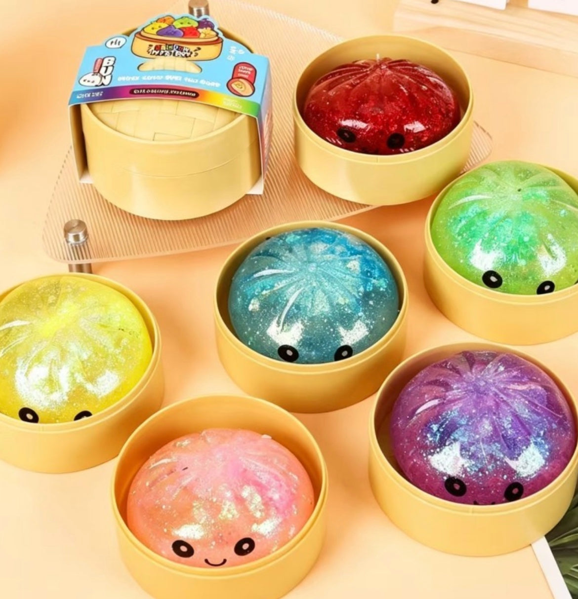 Mystery Glitter Dumpling Bun Stress Relief Squishy