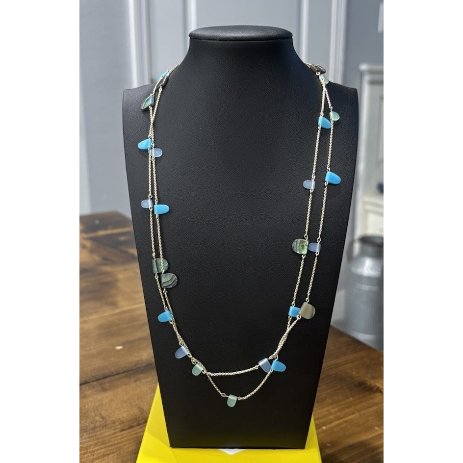 Kendra Scott Gold Leola Blue Abalone Mix Necklace