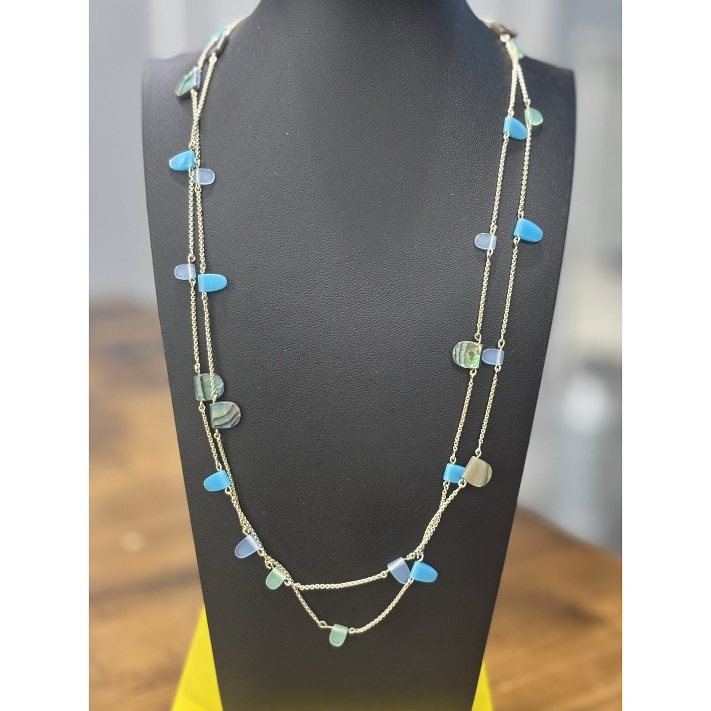 Kendra Scott Gold Leola Blue Abalone Mix Necklace