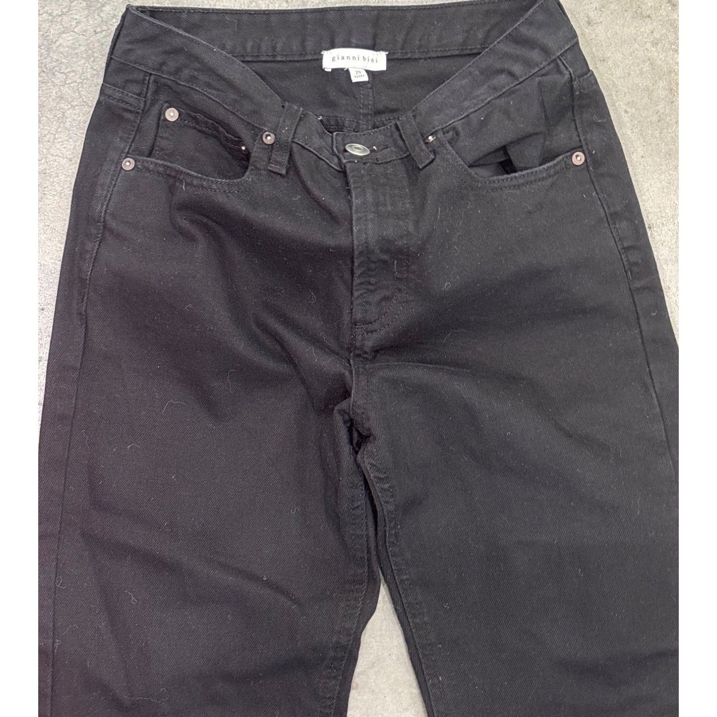Gianni Bini Vintage Black Distressed Low Rise Straight Leg Denim Jeans Size 29