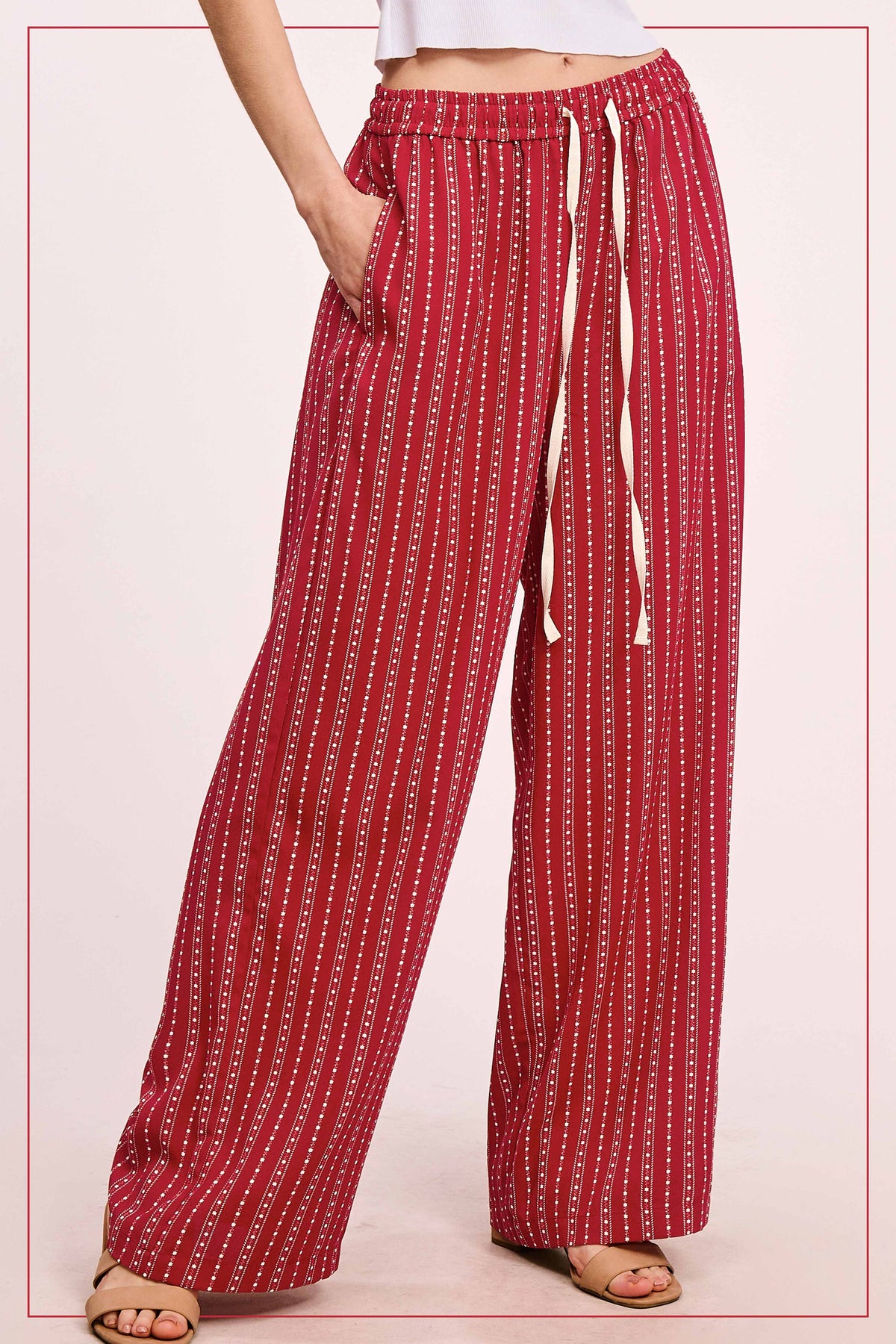 La Miel Patterned Design Relaxed Fit Pants With Pockets