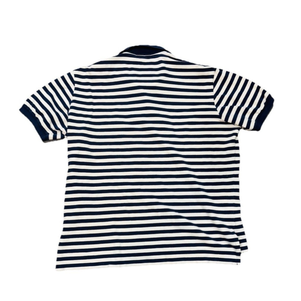 Ralph Lauren POLO Shirt Blue White Stripe Short Sleeve Maroon PONY Mens XXL