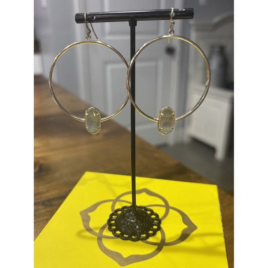 Kendra Scott Elora Gold Statement Earrings In Gold With Gray Cats Eye Stone