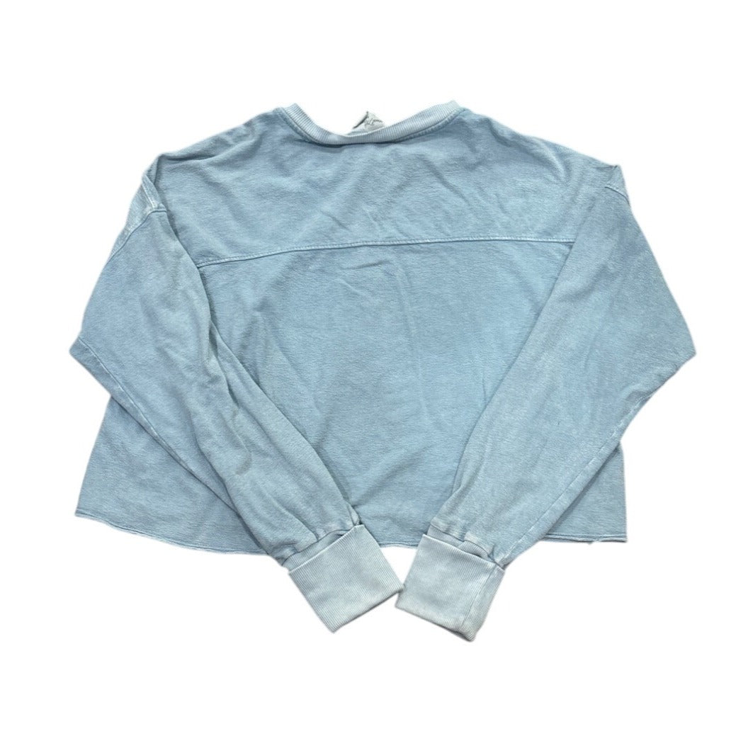 Universal Thread Womens Long Sleeve Henley Shirt Light Blue cropped Size M