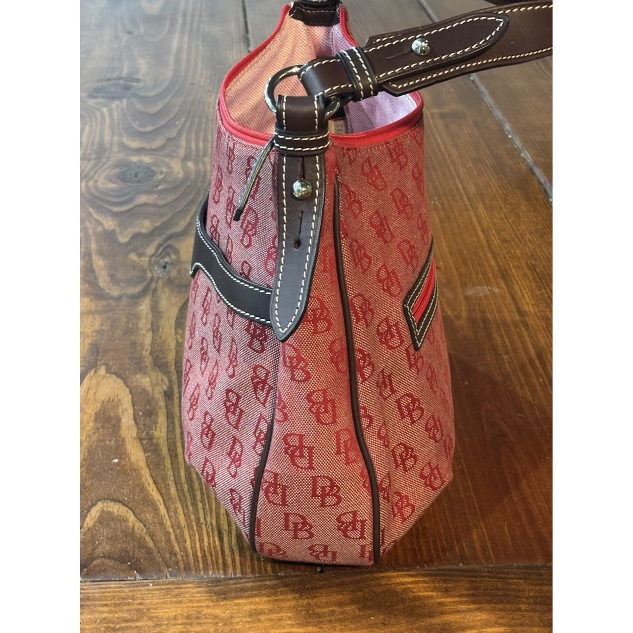 Dooney And Bourke Red Canvas Monogram Purse NWOT