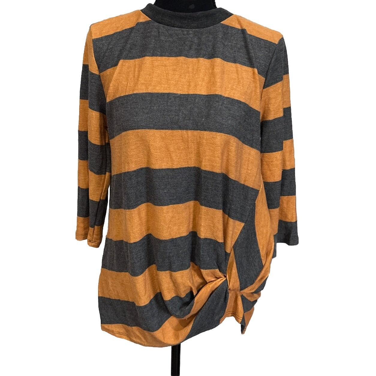 Lime & Chili Orange And Gray Striped Sweater Size Small
