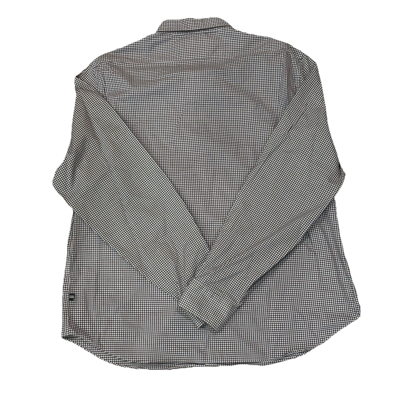 NAUTICA Mens Shirt 2XL Navy Maroon Gingham Cotton Slim Fit