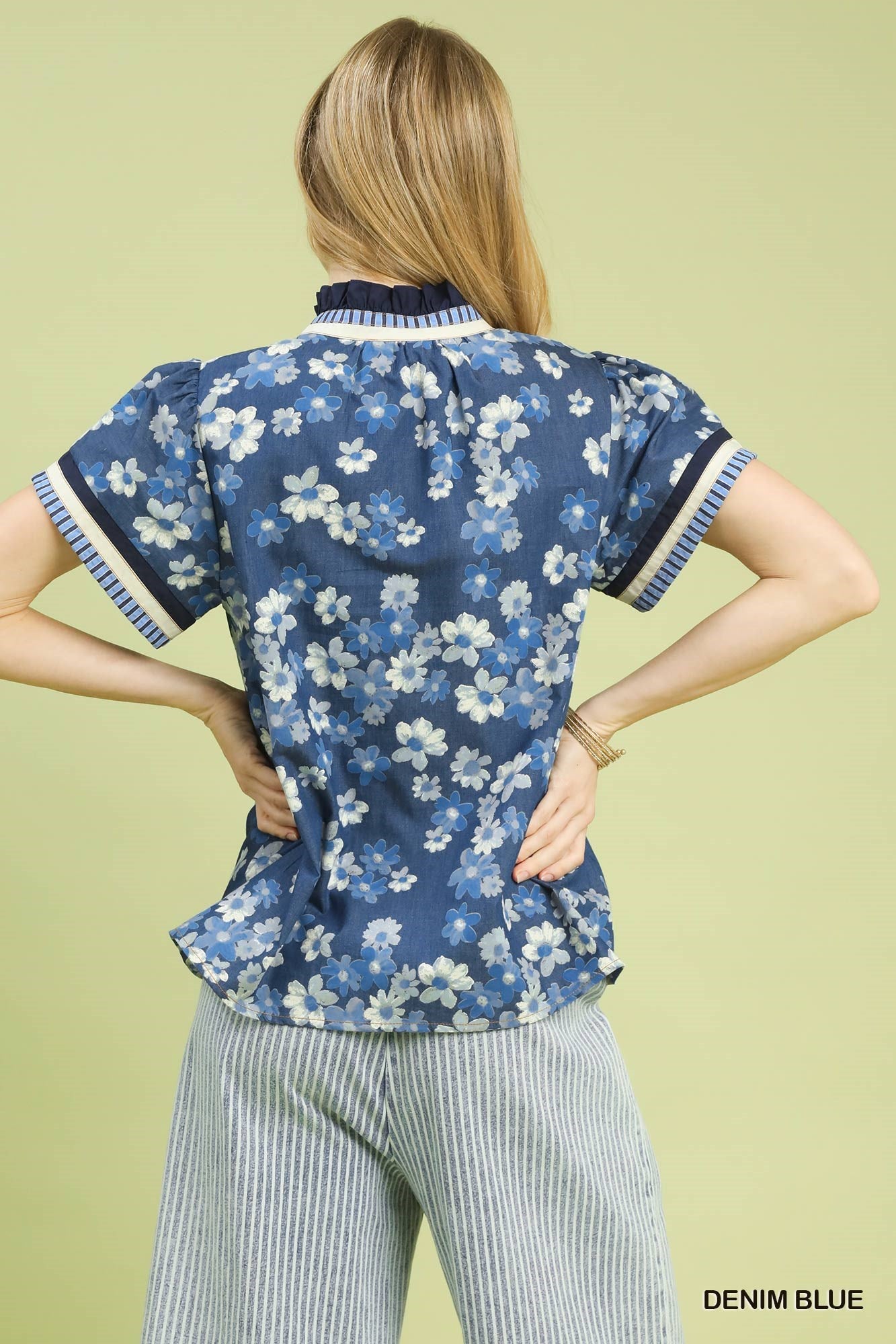 Umgee Floral Mixed Media Print Top Demium
