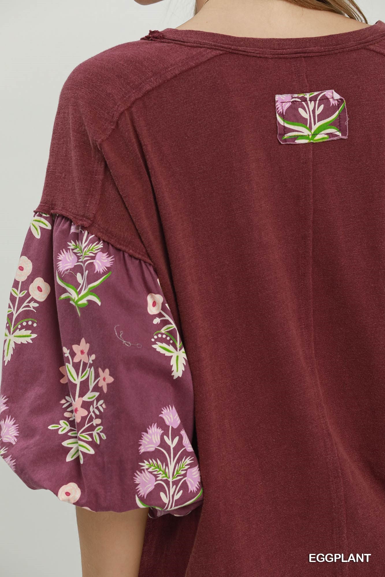 Umgee Floral Print Mineral Wash Top