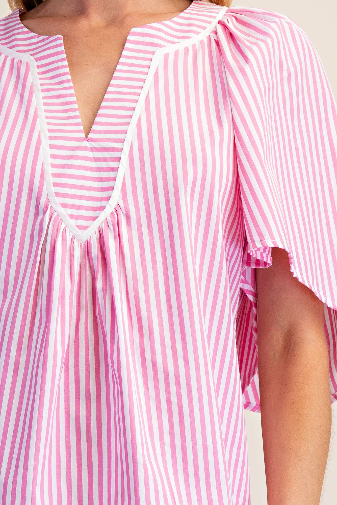 Glam V-Neck Oversized Flutter Sleeves Top