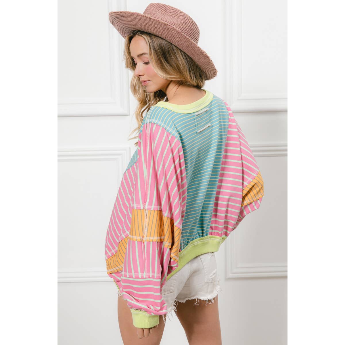 BiBi STRIPE MIXED AND MATCH LOOSE FIT TOP