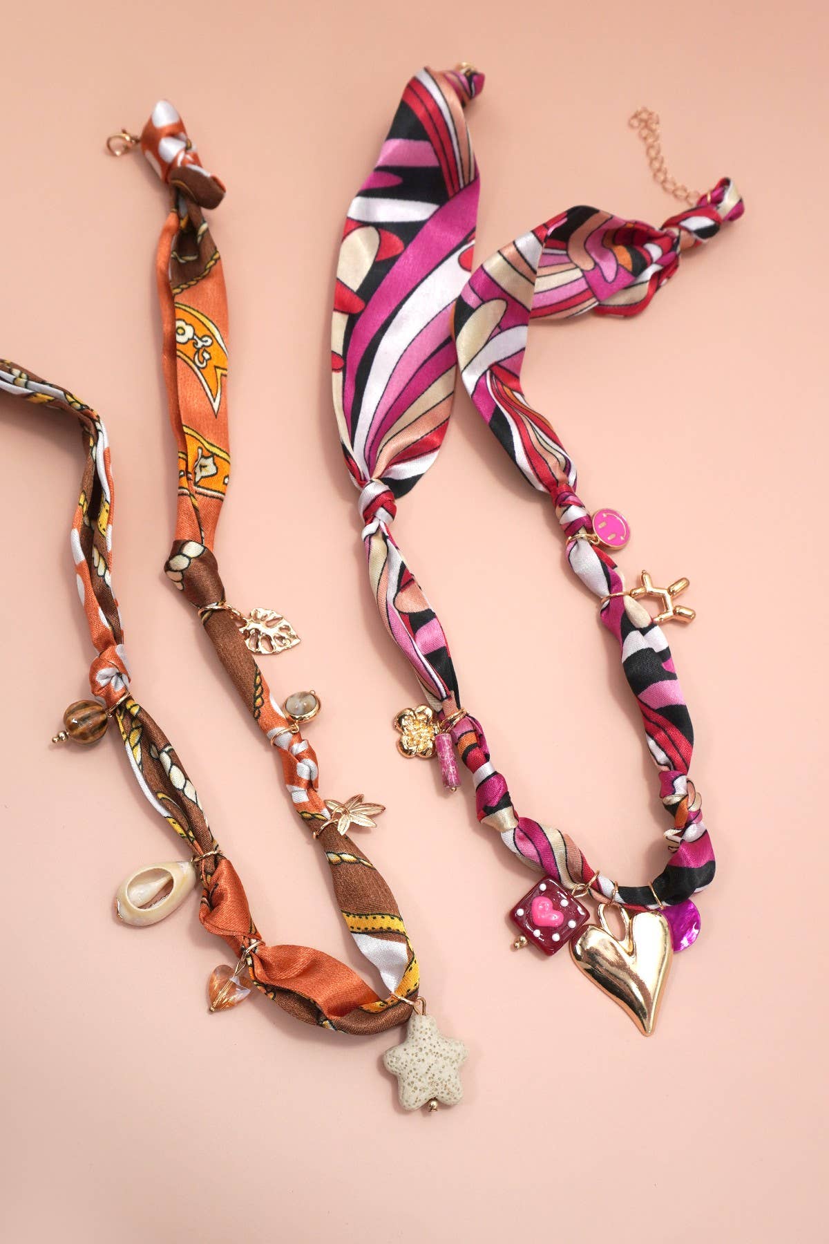 18K STAINLESS STEEL SCARF CHARM NECKLACE