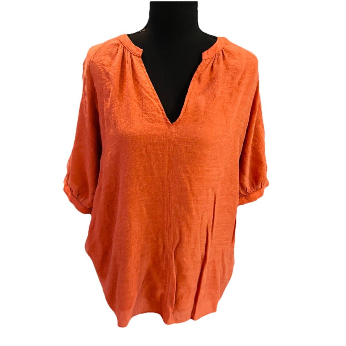 Wishlist Apparel Burnt Orange Blouse Lined Linen Texture Fall Size Large