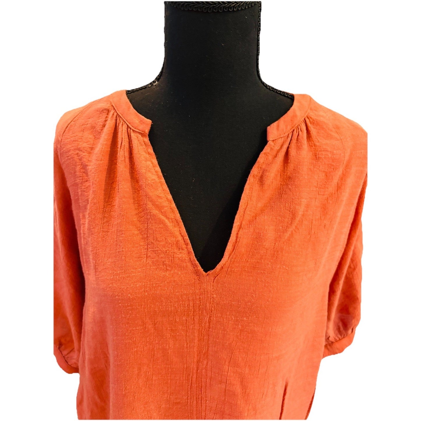Wishlist Apparel Burnt Orange Blouse Lined Linen Texture Fall Size Large