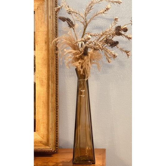 Extra Tall Amber Glass Vase 5 Inches By 21.5 Inches Beautiful