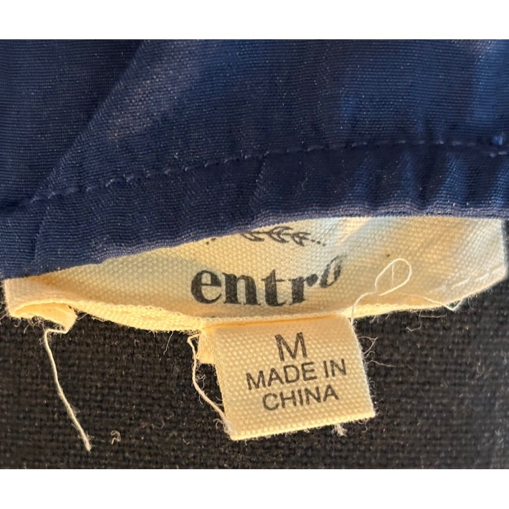 Entro Tiered Flutter Sleeve Navy Midi Dress Size Medium