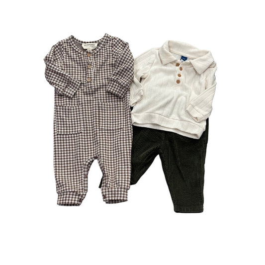 Baby Boys Mayhem Romper & Pants Set With Old Navy Top 9 months