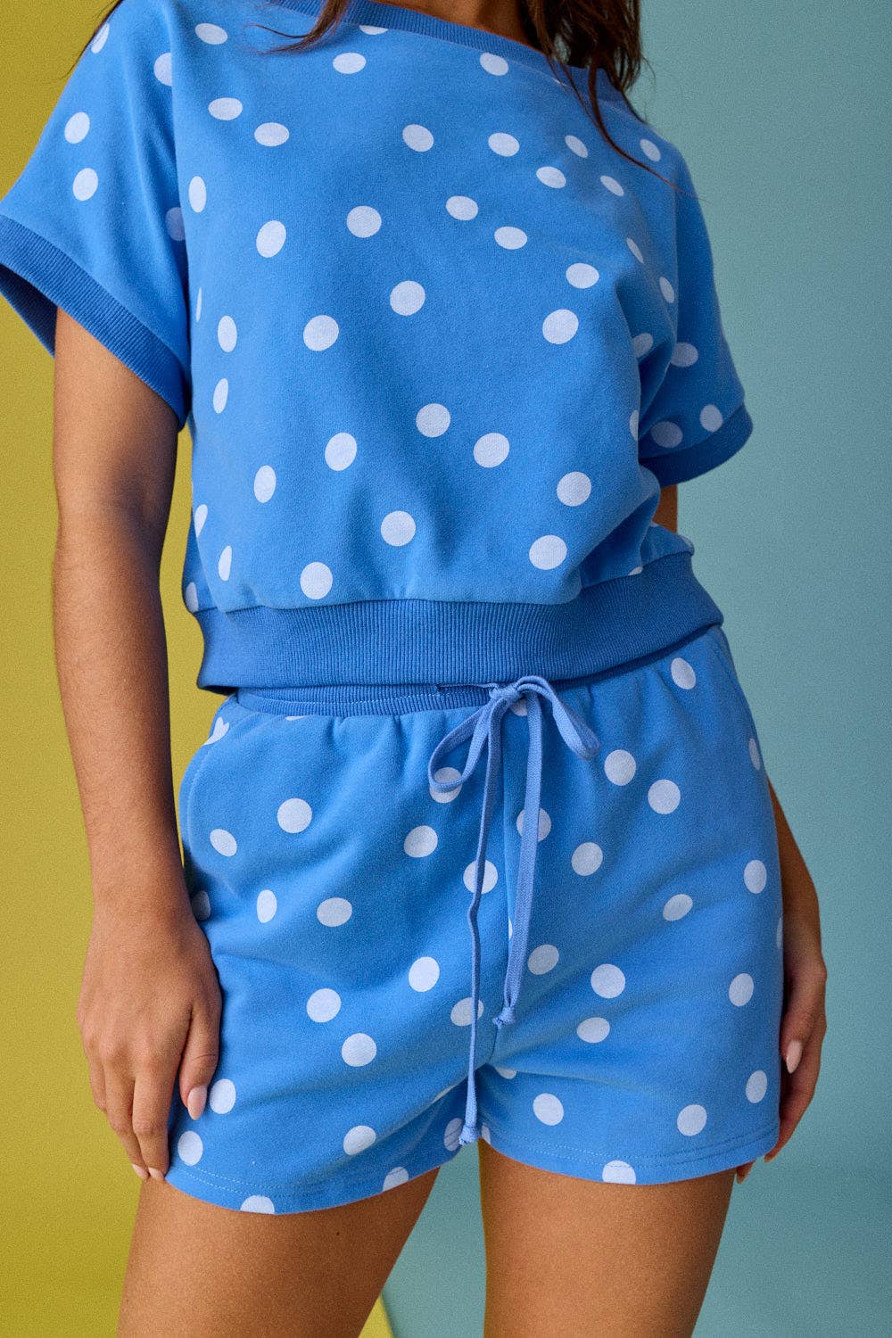 Polka Dot Print Short Sleeve Top and Short Set
