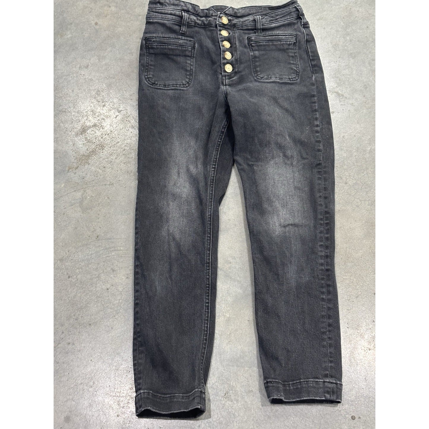 Pilcro and the Letterpress Anthropologie Black Denim High Rise Slim Jeans 28