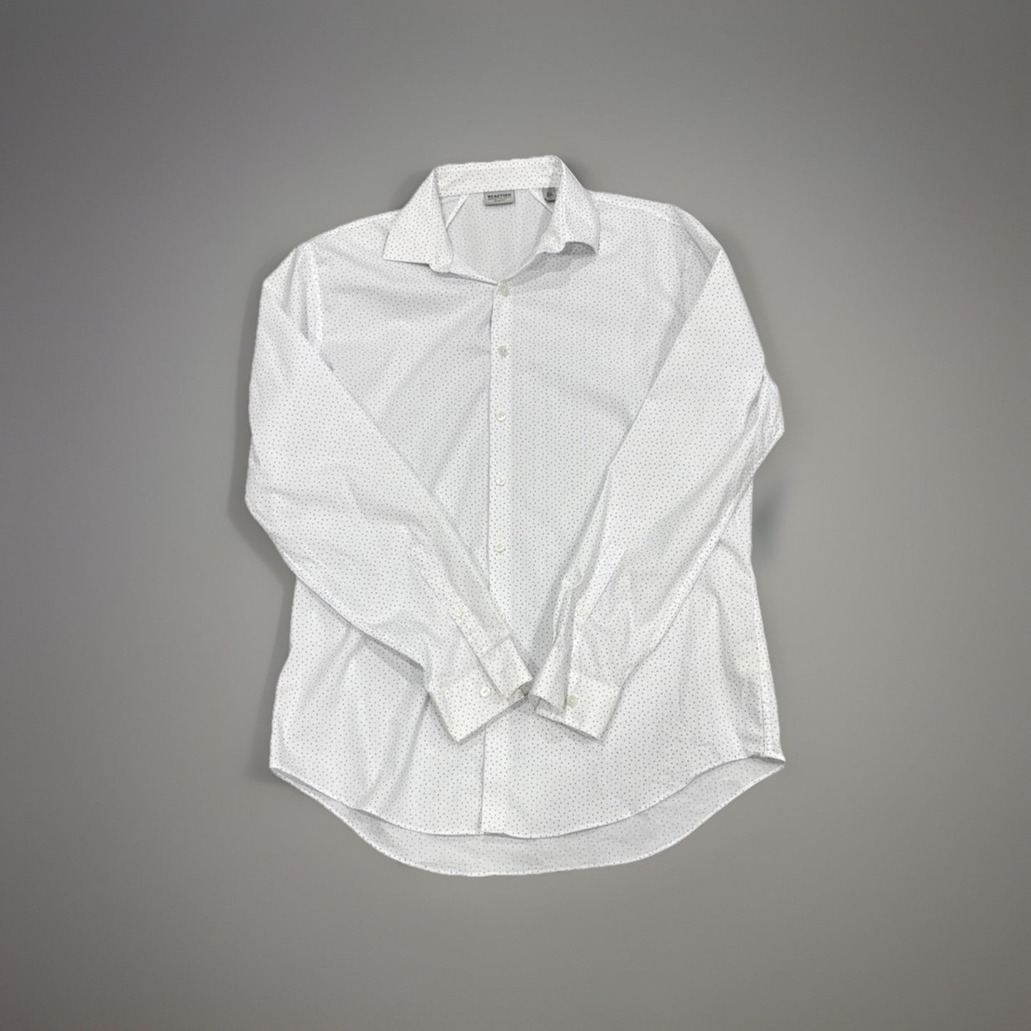 Kenneth Cole Reaction Shirt Mens 16.5 Slim Blue Dot Long Sleeve Button Up