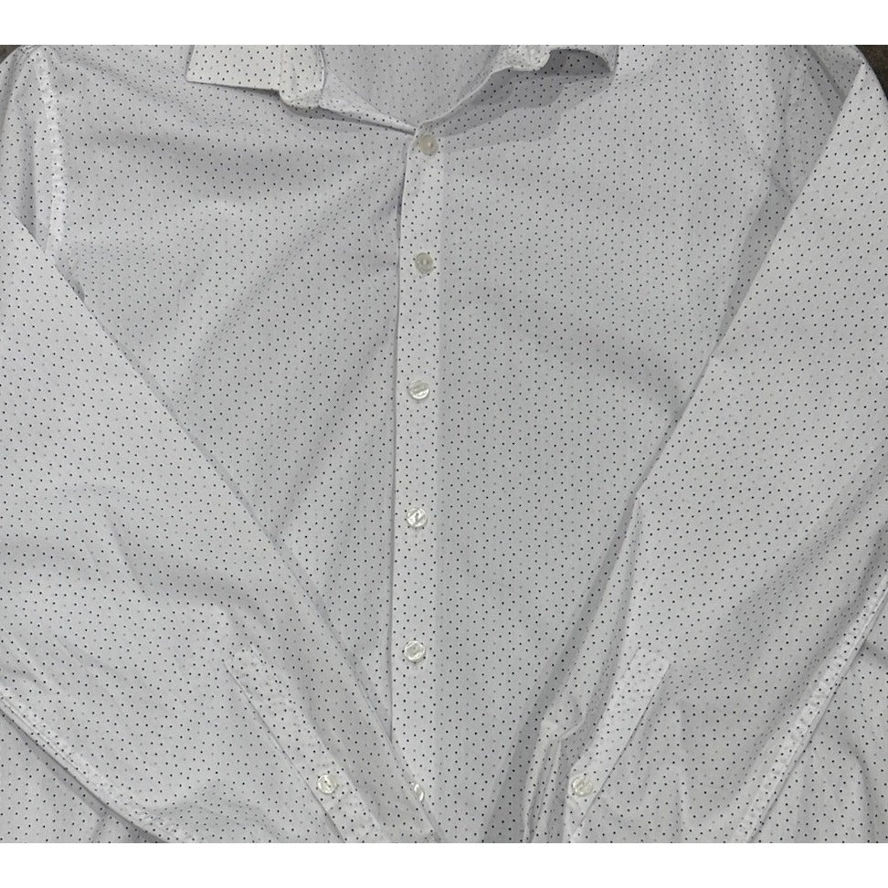 Kenneth Cole Reaction Shirt Mens 16.5 Slim Blue Dot Long Sleeve Button Up