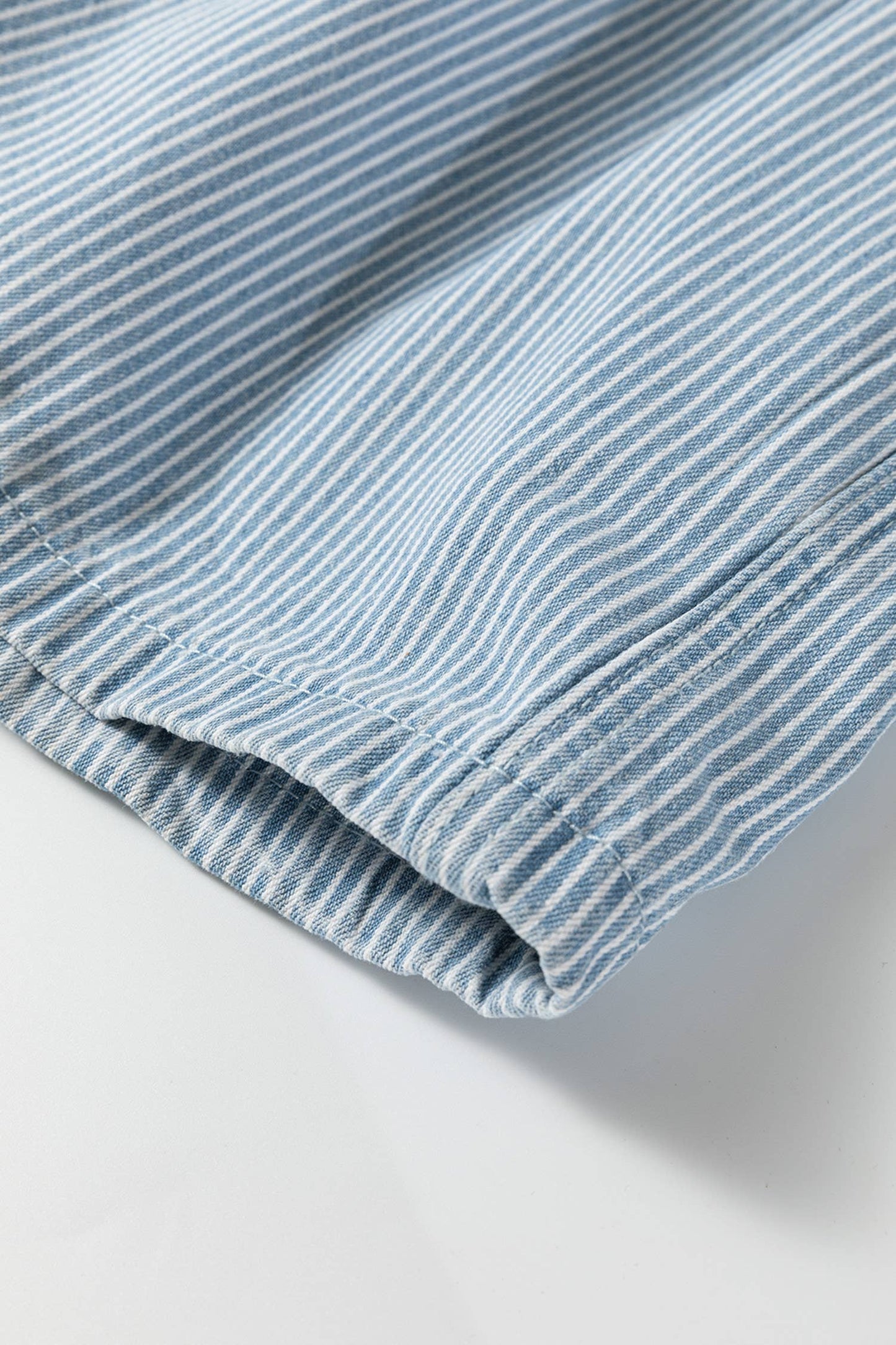 Stripe Elastic Waist Casual Denim Shorts