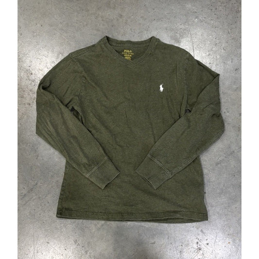 polo ralph lauren V Neck Long Sleeve Tshirt Green Boys Size Medium