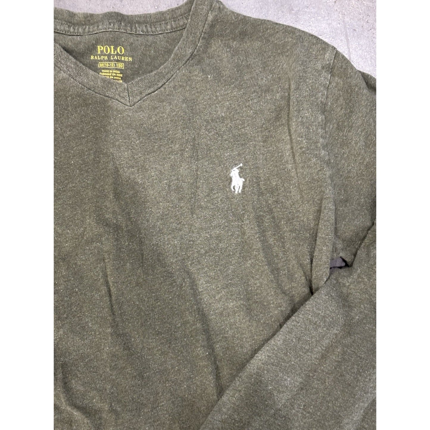 polo ralph lauren V Neck Long Sleeve Tshirt Green Boys Size Medium
