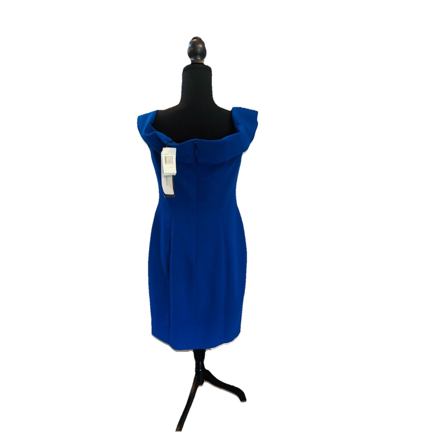 Black Halo Off the Shoulder Dress Sz 8 Blue Chic