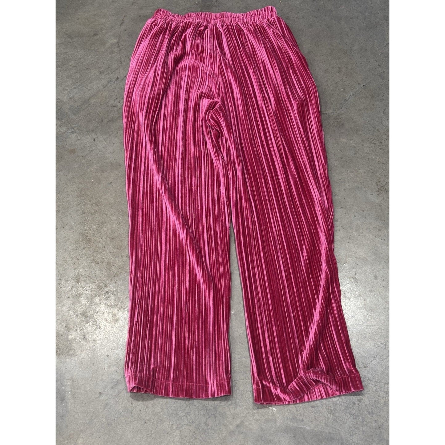 Boutique TCEC Velvet Wide Leg Pleated Pants MEDIUM(8-10) Hot Pink