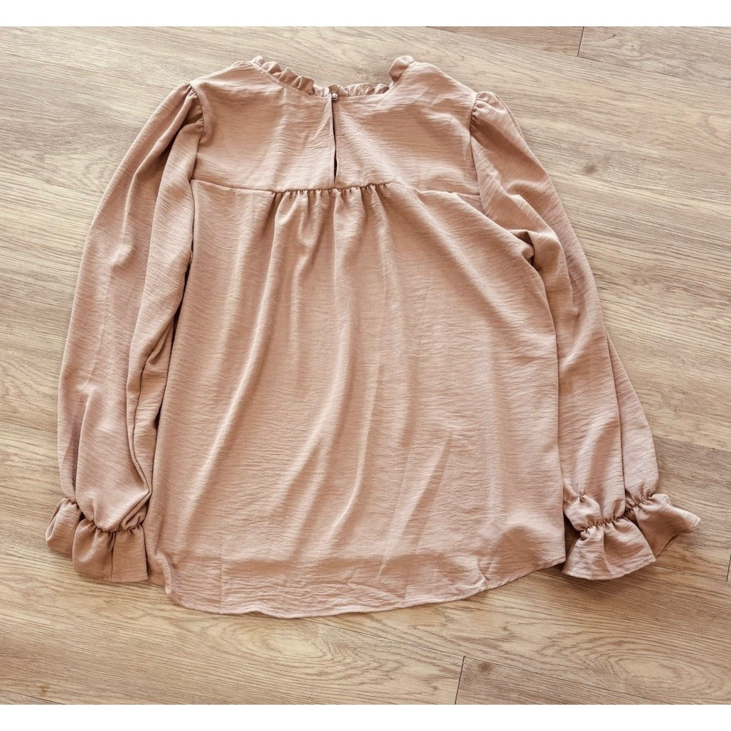 White Burch Woman’s Tan Blouse Long Sleeve Size XL