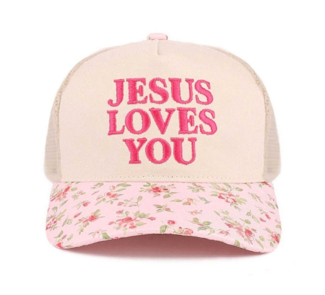 Jesus loves you two tone mesh snapback hat