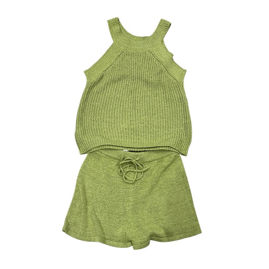 Knit Green Tank & Shorts Set For Women