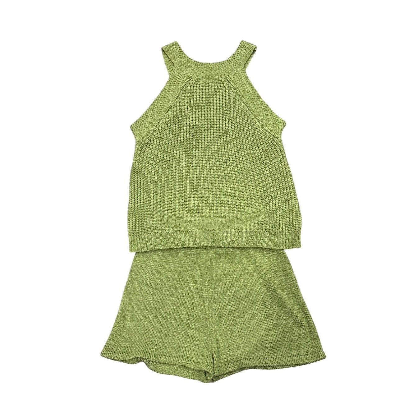 Knit Green Tank & Shorts Set For Women