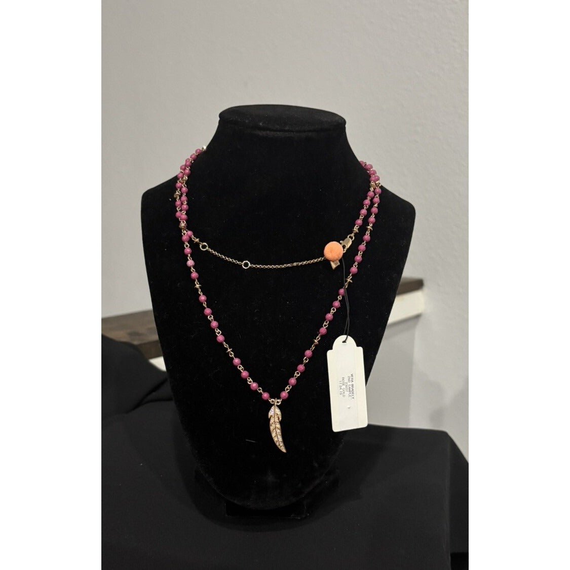 Vera Bradley Pink And Gold Long Feather Necklace NWT