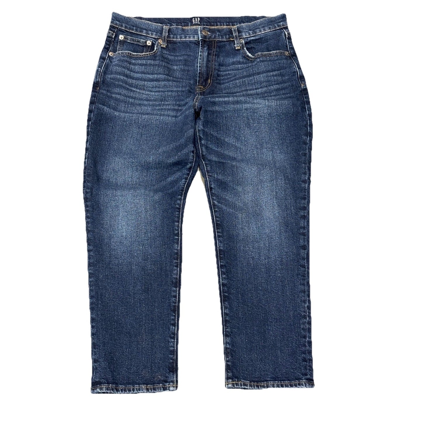 Gap Girlfriend Mid Rise Tapered Jeans Womens 10P Dark Wash Blue Stretch Denim