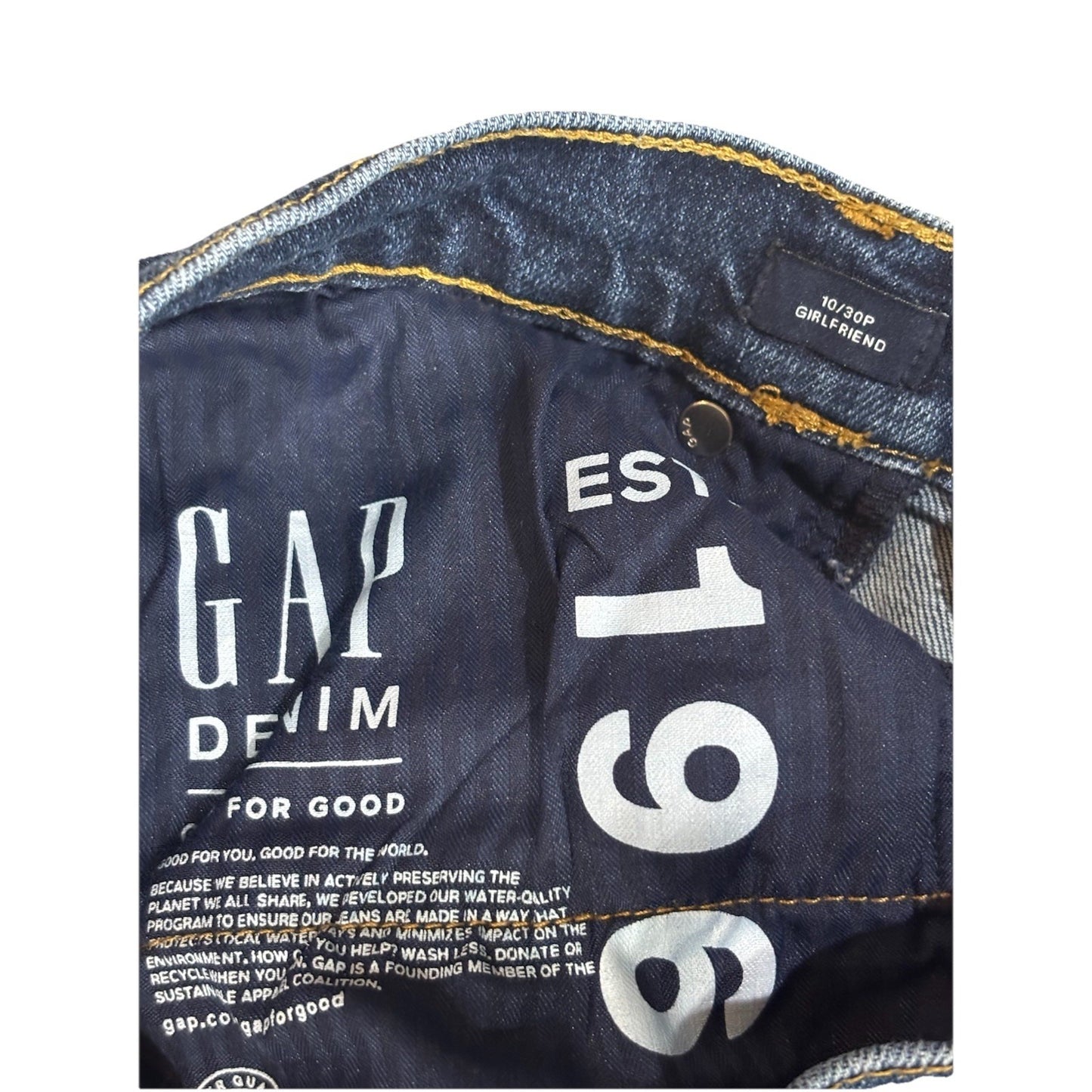 Gap Girlfriend Mid Rise Tapered Jeans Womens 10P Dark Wash Blue Stretch Denim