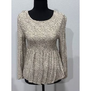 Urban Romantiques Peplum Chetah Blouse Long Sleeve Size Medium