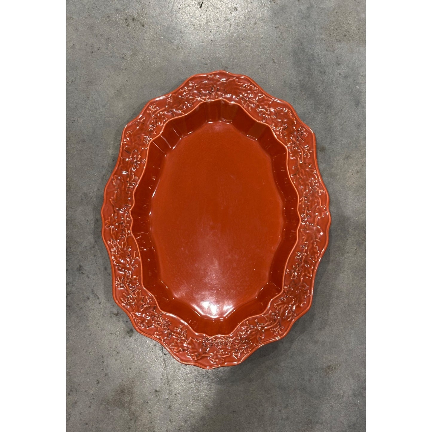 Decorative Wicker Basket With Fall Arrangement & Orange Ceramic Platter Set