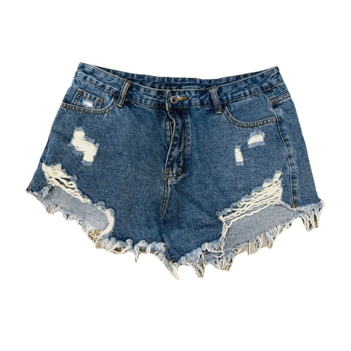 Shein Curve Women's Distressed Denim Blue Jeans Shorts Size 1XL