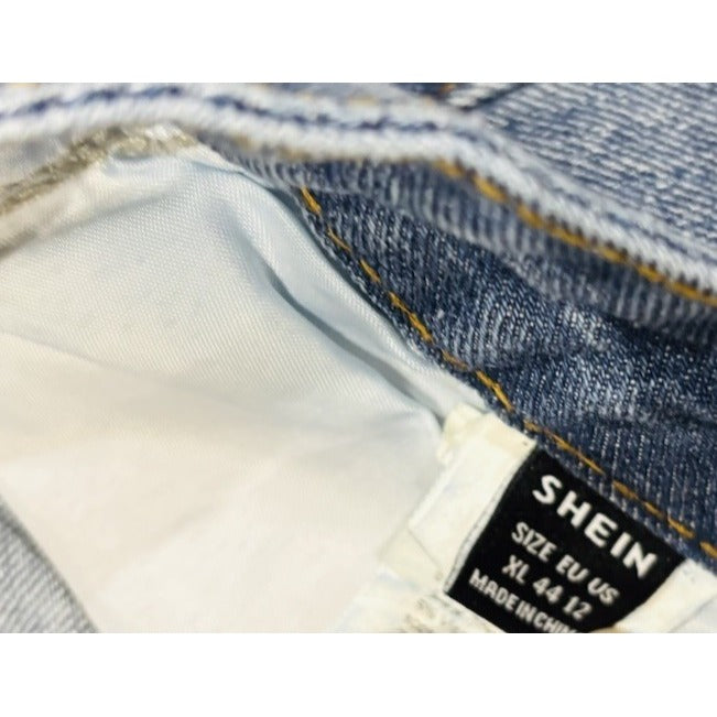 Shein Curve Women's Distressed Denim Blue Jeans Shorts Size 1XL