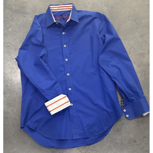 Robert Graham Blue Long Sleeve Button Down Shirt Mens Size M