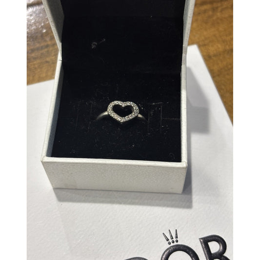 AUTH PANDORA SS CZ SZ 6 52 BE MY VALENTINE RING #190861CZ