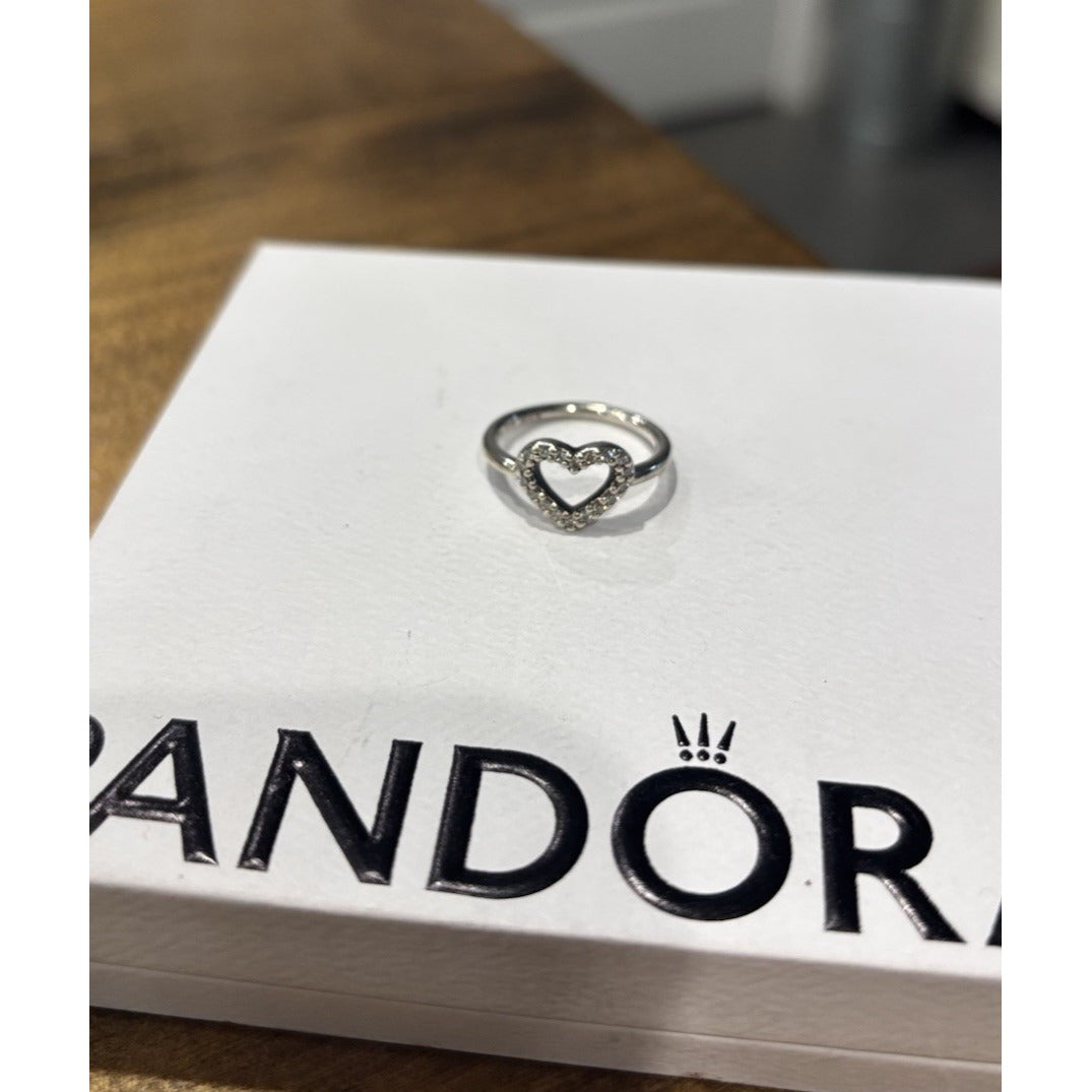 AUTH PANDORA SS CZ SZ 6 52 BE MY VALENTINE RING #190861CZ