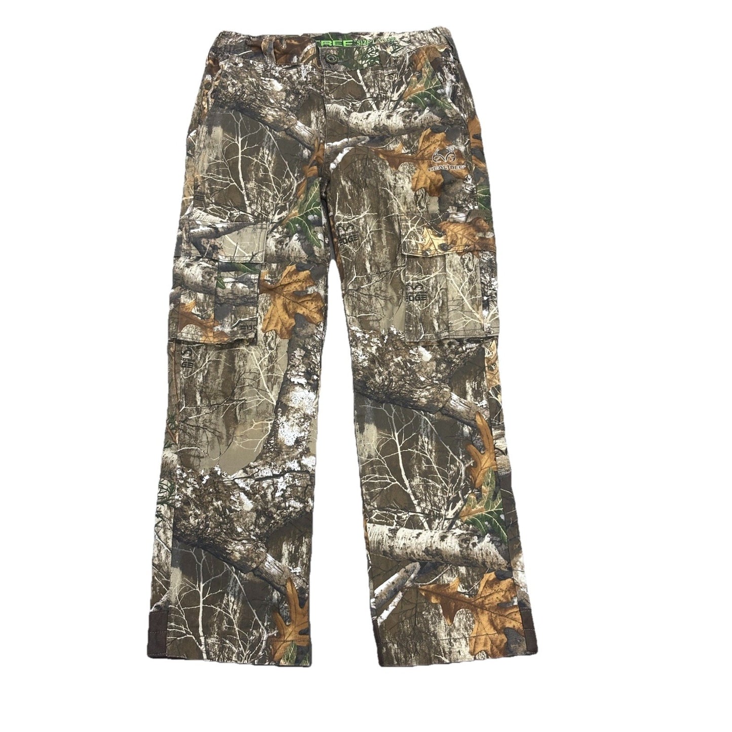 Realtree Boys Size Large Pants Green Camo Pockets Cargo Straight Leg Cotton New