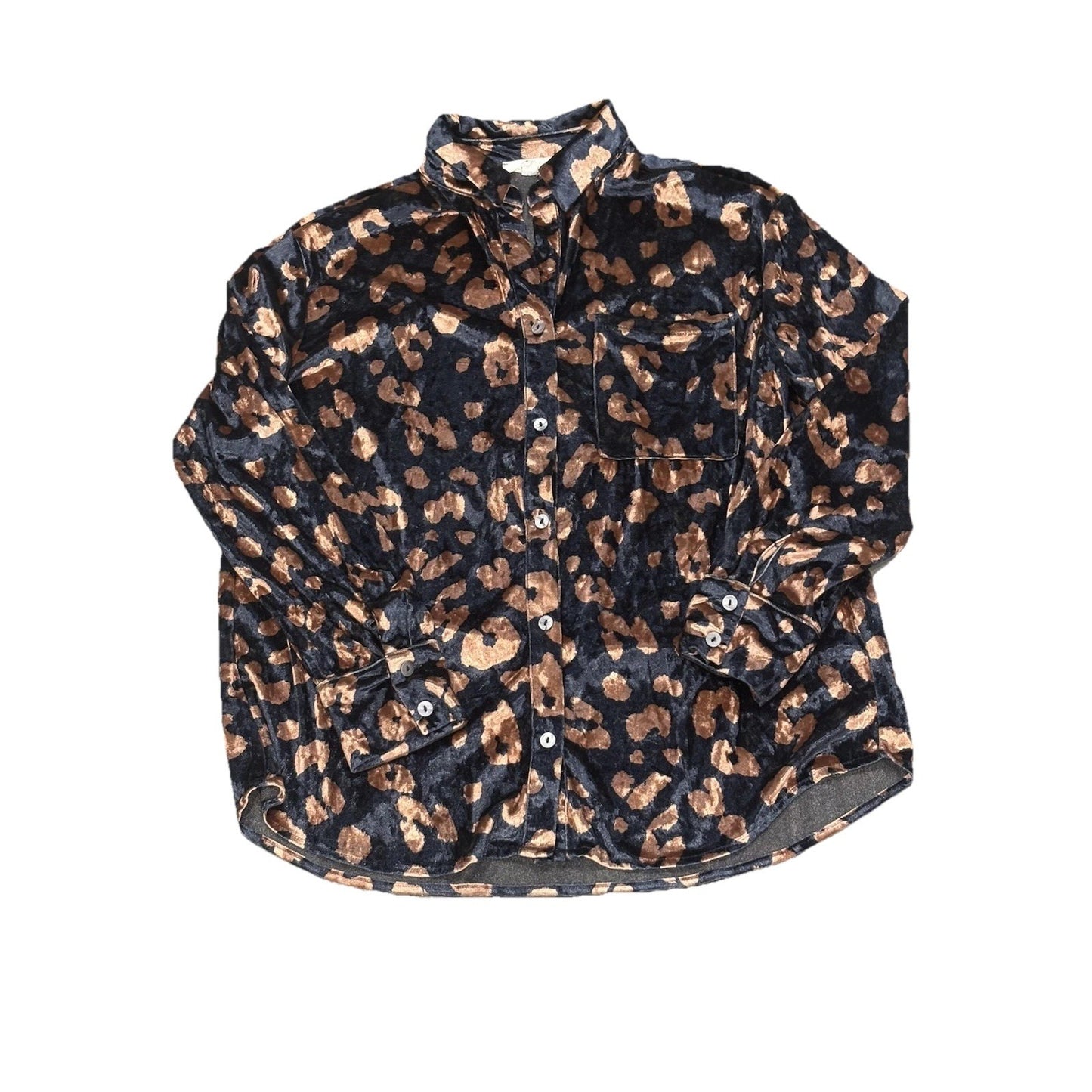 Entro Leopard Velvet Blouse Size Small