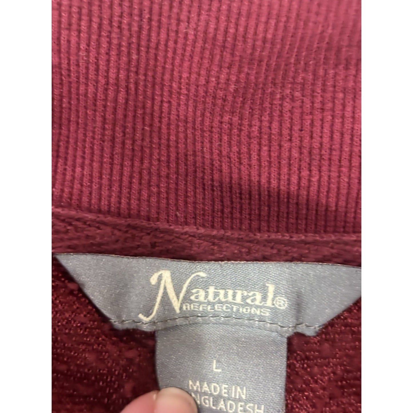 Natural Reflections Womens Fleece 3/4 Zip Red L  Pockets Cozy Comfort