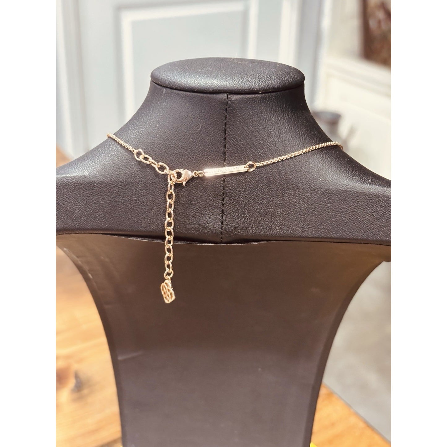 Kendra Scott Leonor Rose Gold Bar Necklace With Gold Drusy