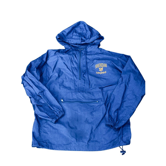 Sheridan Yellowjackets Windbreaker Jacket L Blue Hooded Pullover Jerzees Nylon