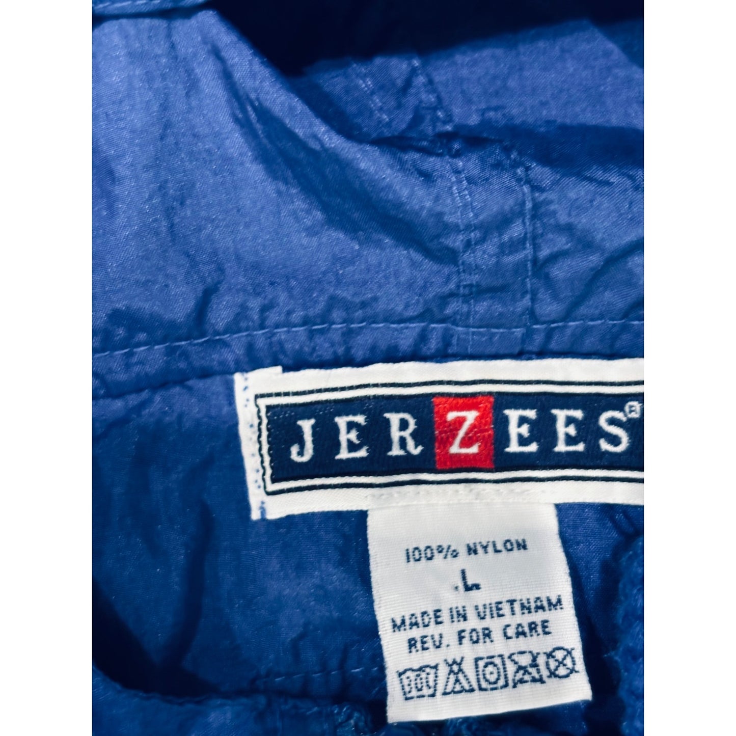 Sheridan Yellowjackets Windbreaker Jacket L Blue Hooded Pullover Jerzees Nylon